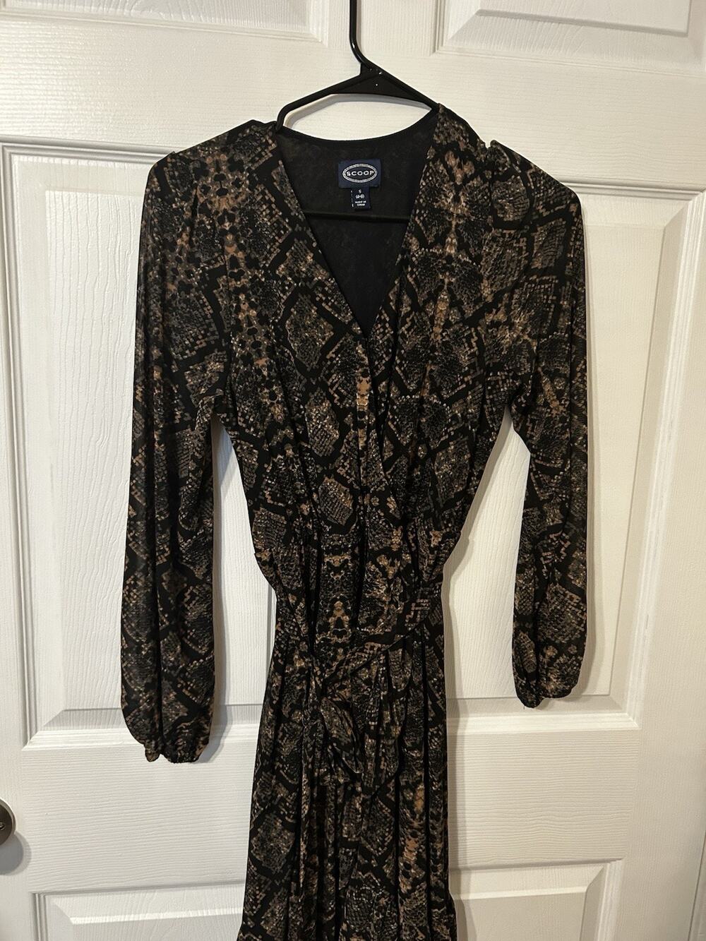 Womens Dress Small Black Romantic Floral Whimsigoth Wrap Midi Gothic Burnout